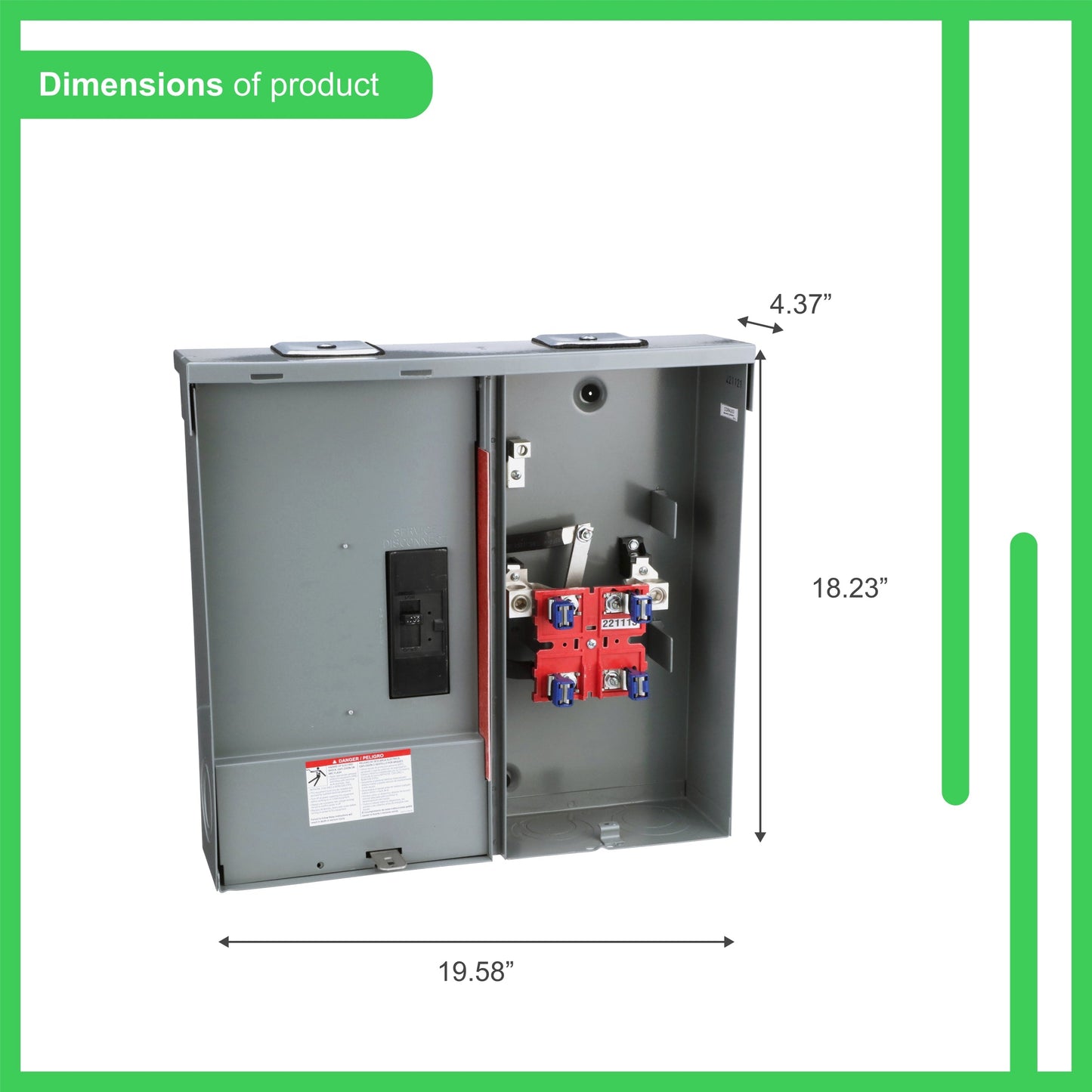 Square D QO CQRA200 200-Amp 0-space load center - angle view