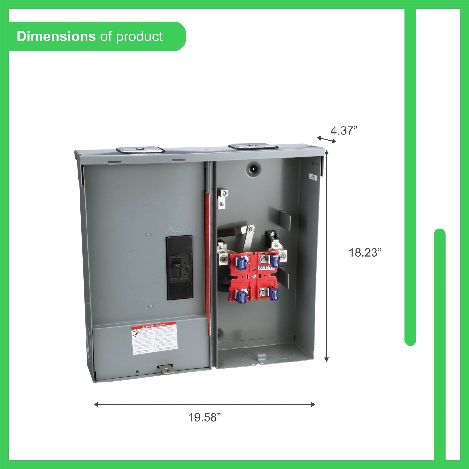 Square D QO CQRA200 200-Amp 0-space load center - angle view
