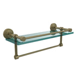 16 in. L  x 5 in. H  x 5 in. W Clear Glass Bathroom Shelf with Towel Bar in Polished Nickel - Super Arbor
