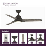 Fanimation Studio Collection Pyramid 52-in Matte Greige LED Indoor/Outdoor Ceiling Fan with Remote, Weathered Wood Blades (3-Blade)