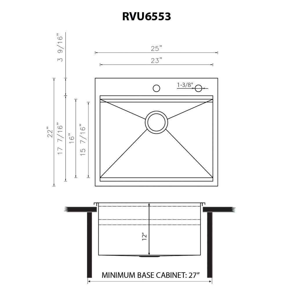 Ruvati Stainless Steel Undermount Laundry Sink with Drain - 21" x 18"