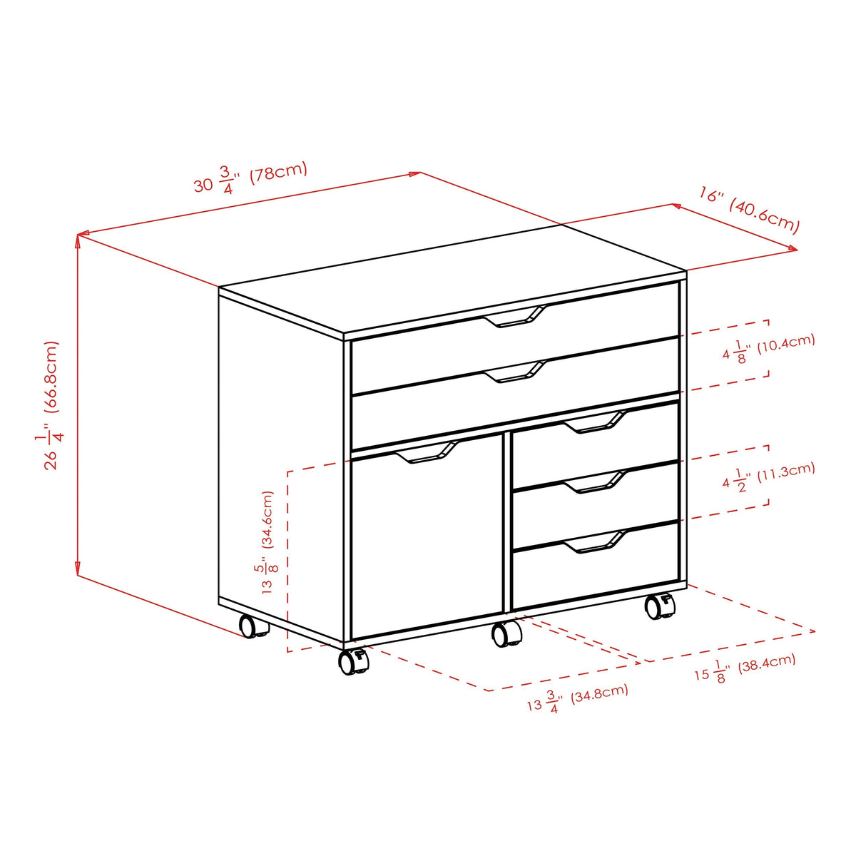 Winsome Wood Halifax Black 5-Drawer 30.71-in File Cabinet