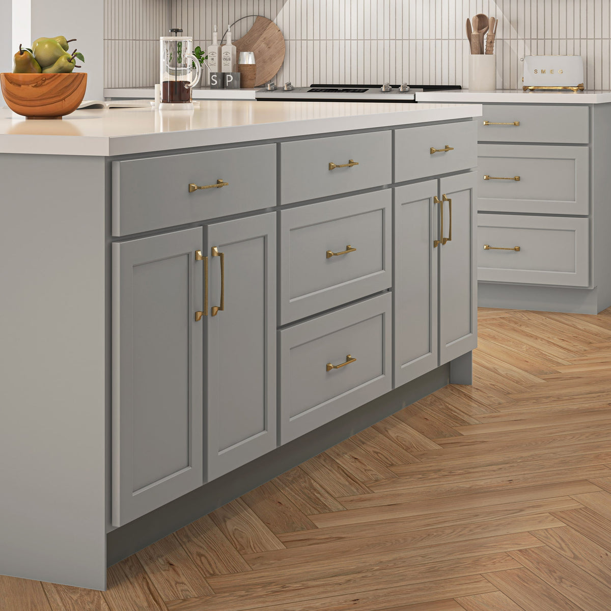 Hugo&Borg PRO Jasper 24-in W x 34.5-in H x 24-in D Whisper Gray 1-Drawer Base Ready To Assemble Plywood Cabinet (Flat Panel Shaker Style)