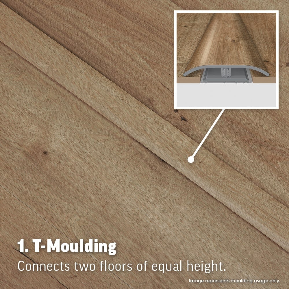 SimpleSolutions English Isle Oak 2-in x 78.7-in Vinyl Floor 4-in-1 Multi-Purpose Moulding