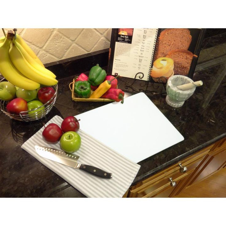 15 in. x 12 in. White Surface Saver Tempered Glass Cutting Board