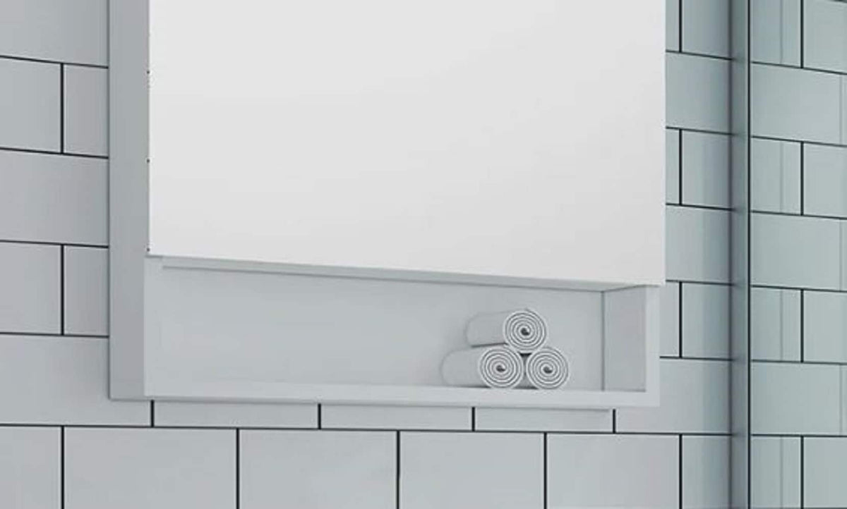 Fresca 24-in x 33.5-in Fog Free Surface Mount White Mirrored Medicine Cabinet