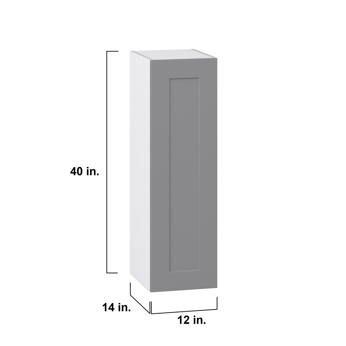 Hugo&Borg Beaumont 12-in W x 40-in H x 14-in D Slate Gray Wall Fully Assembled Cabinet (Recessed Panel Shaker Door Style)