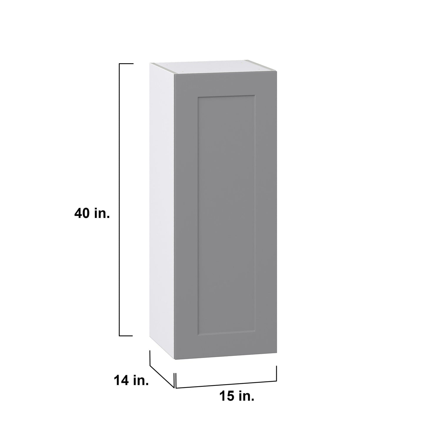 Hugo&Borg Beaumont 15-in W x 40-in H x 14-in D Slate Gray Wall Fully Assembled Cabinet (Recessed Panel Shaker Door Style)