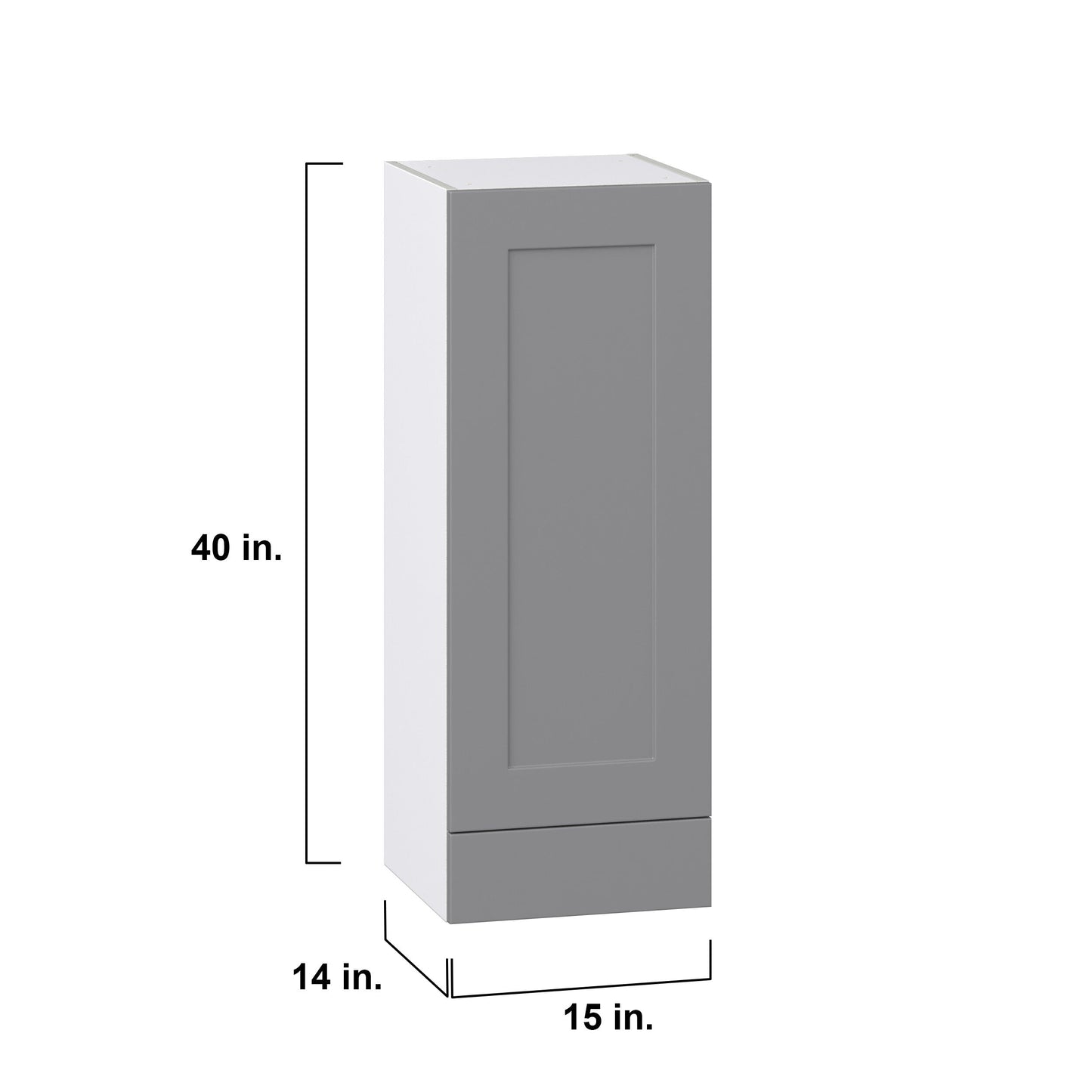 Hugo&Borg Beaumont 15-in W x 40-in H x 14-in D Slate Gray 1-Drawer Wall Fully Assembled Cabinet (Recessed Panel Shaker Style)