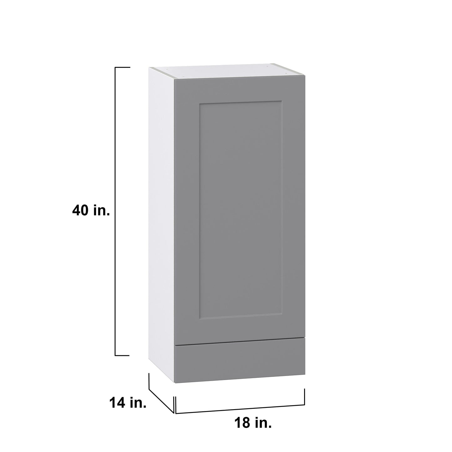 Hugo&Borg Beaumont 18-in W x 40-in H x 14-in D Slate Gray 1-Drawer Wall Fully Assembled Cabinet (Recessed Panel Shaker Style)