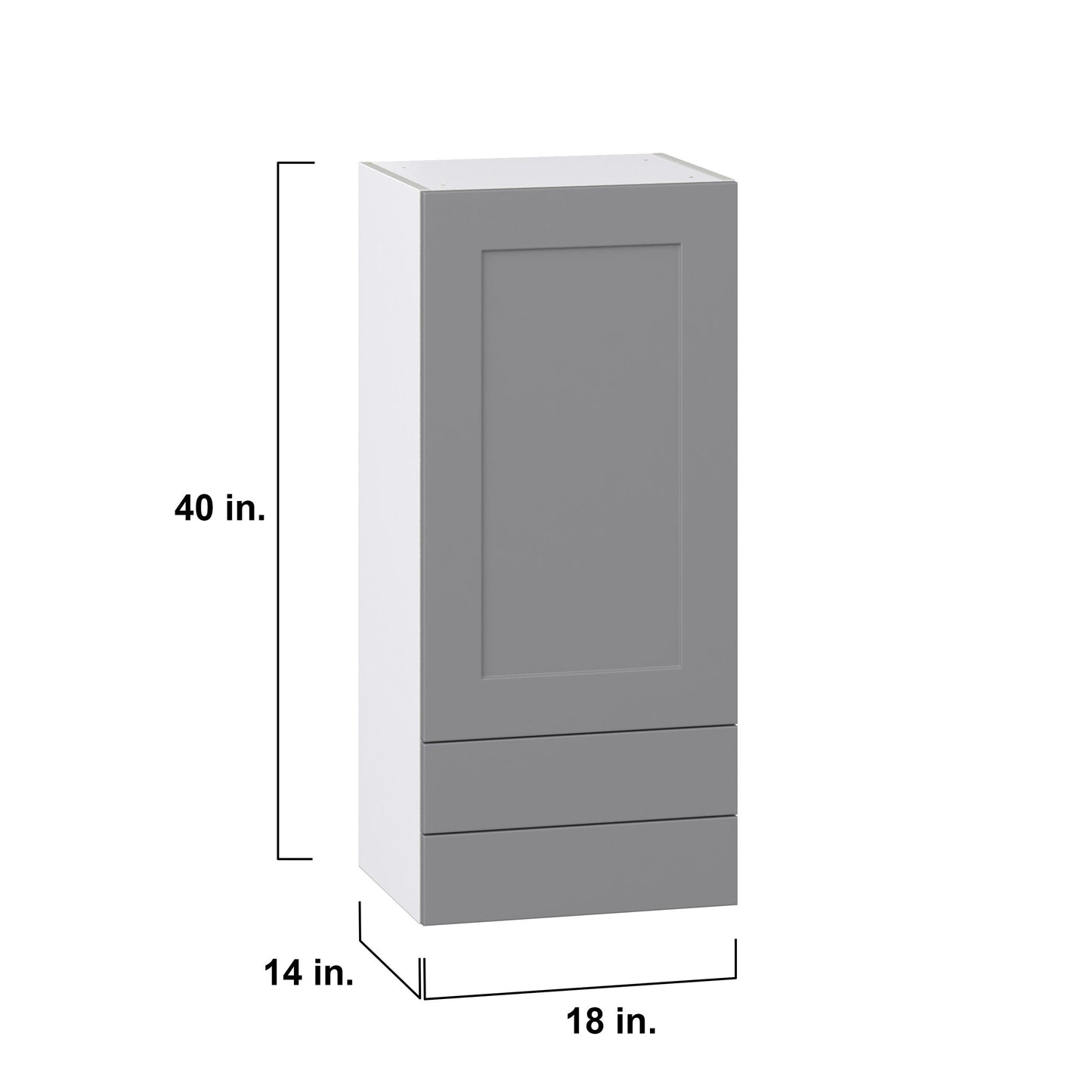 Hugo&Borg Beaumont 18-in W x 40-in H x 14-in D Slate Gray 2-Drawers Wall Fully Assembled Cabinet (Recessed Panel Shaker Style)
