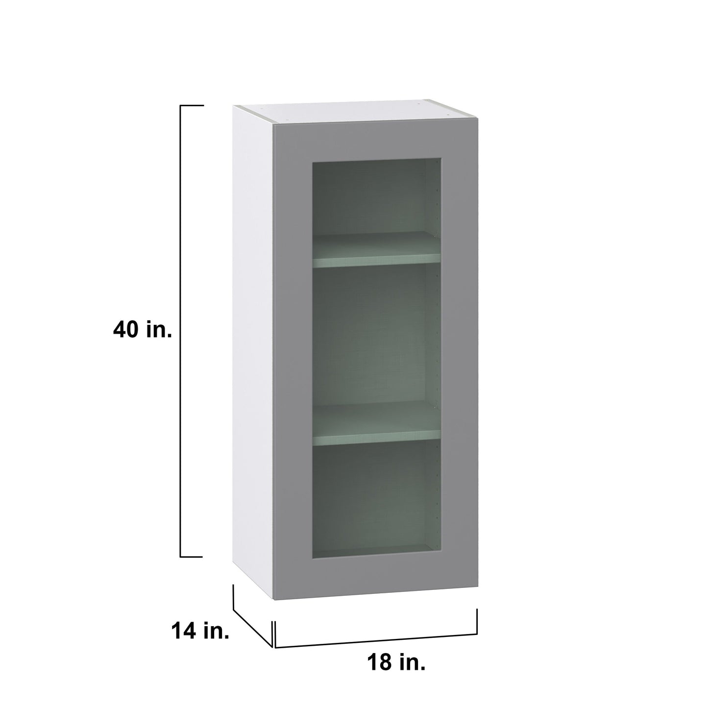 Hugo&Borg Beaumont 18-in W x 40-in H x 14-in D Slate Gray Wall Fully Assembled Cabinet (Recessed Panel Glass Door Style)