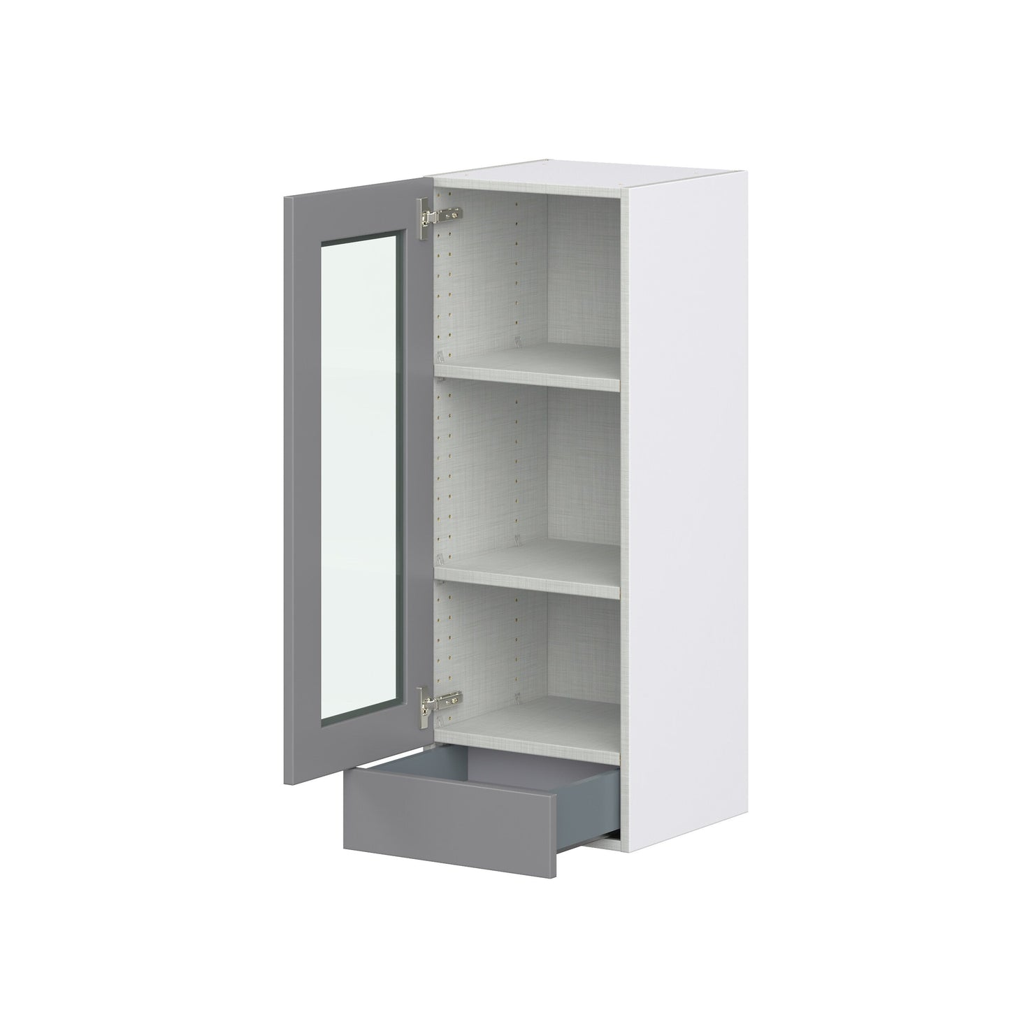 Hugo&Borg Beaumont 15-in W x 40-in H x 14-in D Slate Gray Wall Fully Assembled Cabinet (Recessed Panel Glass Door Style)