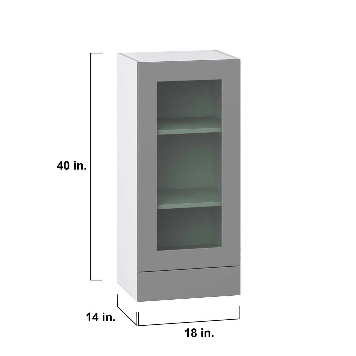 Hugo&Borg Beaumont 18-in W x 40-in H x 14-in D Slate Gray 1-Drawer Wall Fully Assembled Cabinet (Recessed Panel Shaker Style)