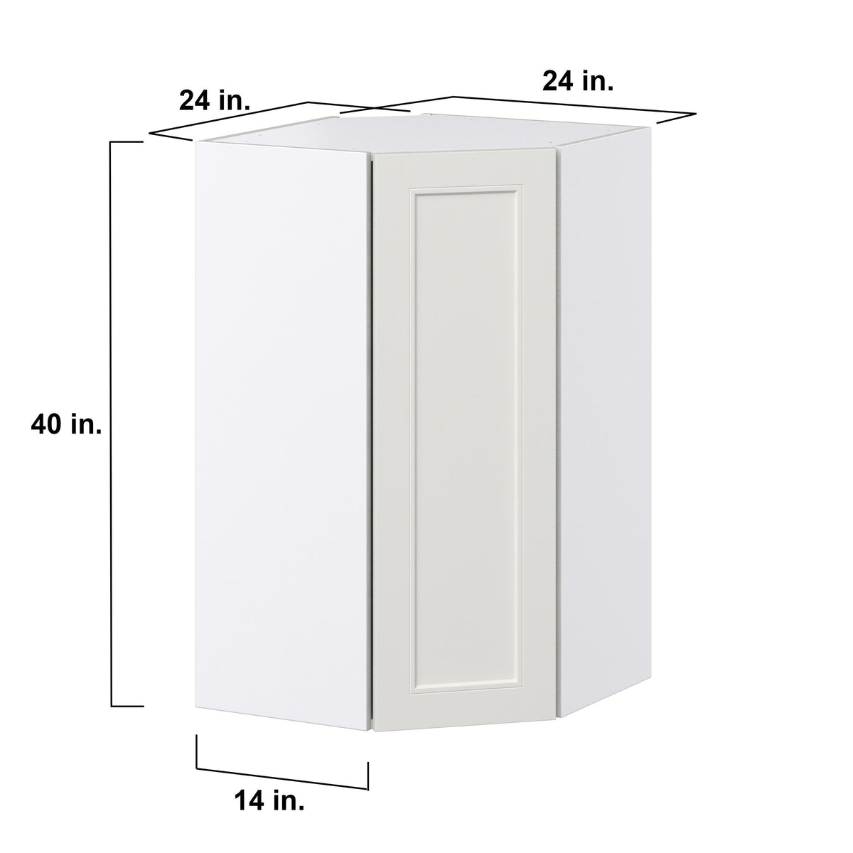 Hugo&Borg Belcourt 24-in W x 40-in H x 14-in D Gray Painted Diagonal Corner Wall Fully Assembled Cabinet (Recessed Panel Shaker Style)