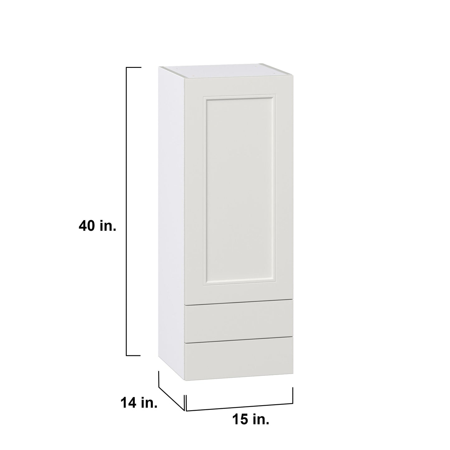 Hugo&Borg Belcourt 15-in W x 40-in H x 14-in D Gray Painted 2-Drawers Wall Fully Assembled Cabinet (Recessed Panel Shaker Style)