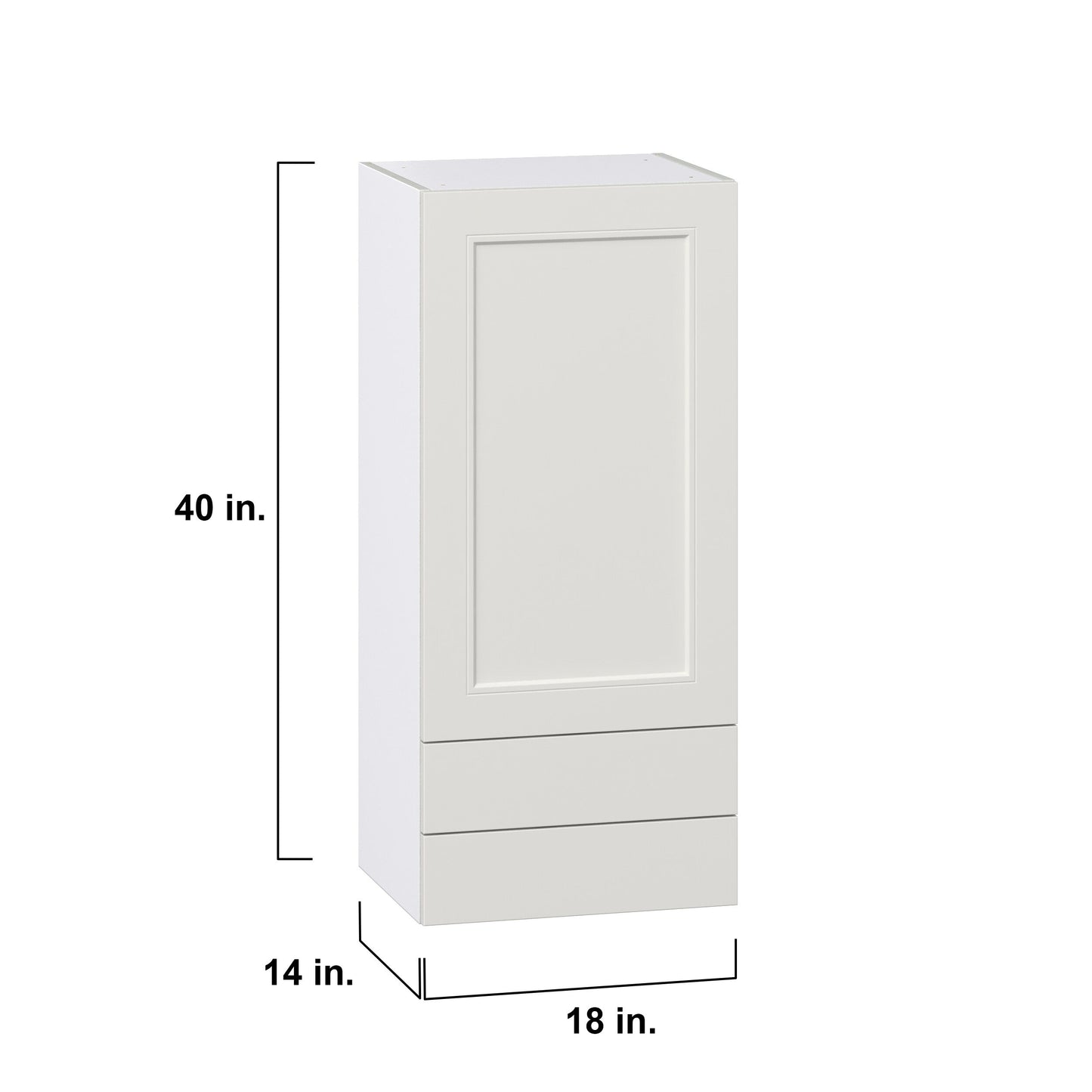 Hugo&Borg Belcourt 18-in W x 40-in H x 14-in D Gray Painted 2-Drawers Wall Fully Assembled Cabinet (Recessed Panel Shaker Style)