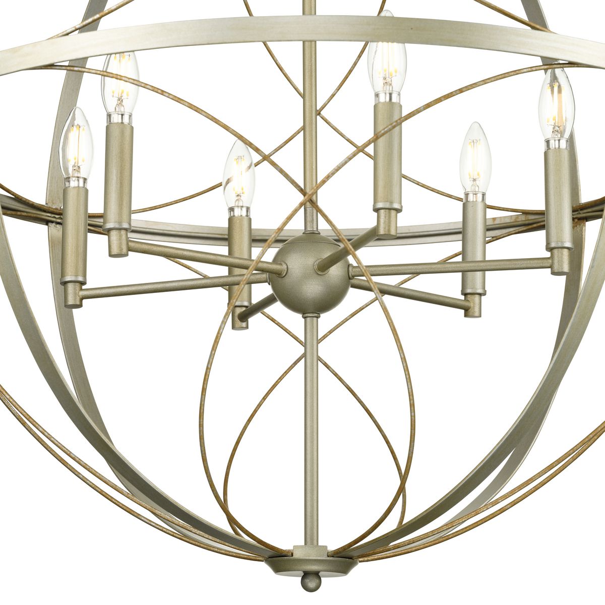 Progress Lighting Brandywine 6-Light Silver Ridge Transitional Globe Large Hanging Pendant Light