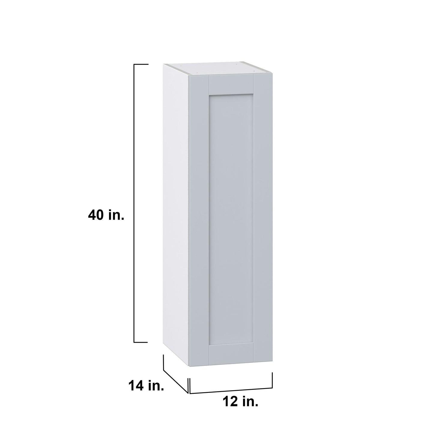 Hugo&Borg Charlesberg 12-in W x 40-in H x 14-in D Gray Wall Fully Assembled Cabinet (Recessed Panel Shaker Door Style)