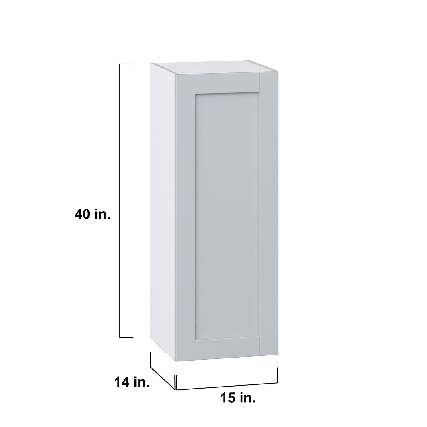 Hugo&Borg Charlesberg 15-in W x 40-in H x 14-in D Gray Wall Fully Assembled Cabinet (Recessed Panel Shaker Door Style)