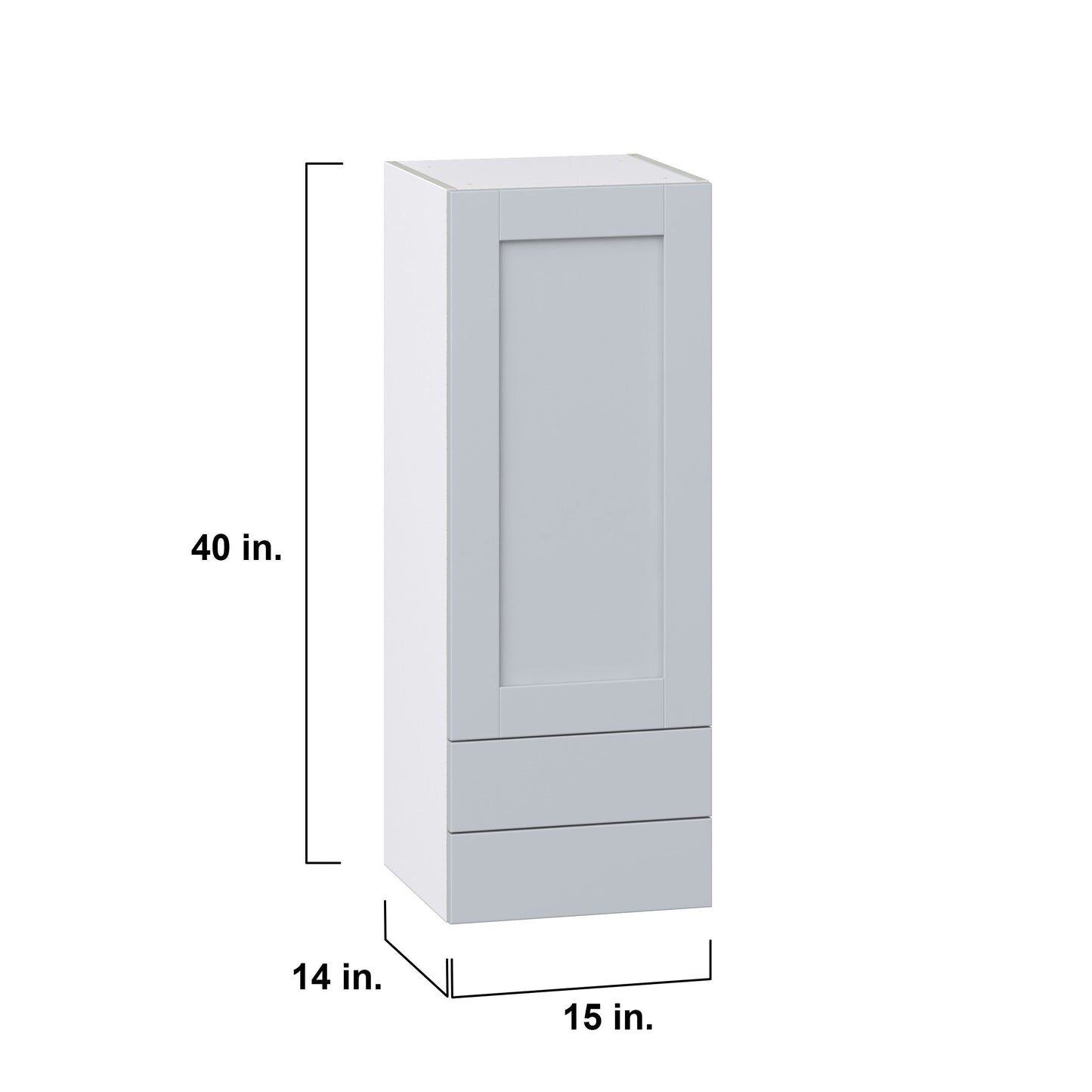 Hugo&Borg Charlesberg 15-in W x 40-in H x 14-in D Gray 2-Drawers Wall Fully Assembled Cabinet (Recessed Panel Shaker Style)