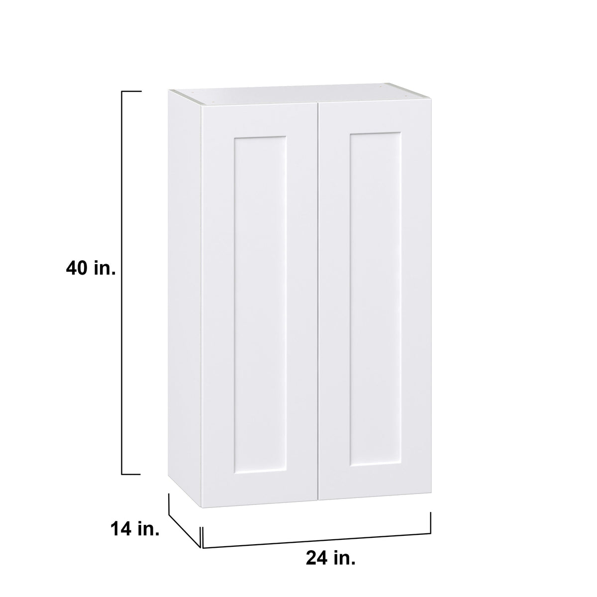 Hugo&Borg Jolie 24-in W x 40-in H x 14-in D Warm White Wall Fully Assembled Cabinet (Recessed Panel Shaker Door Style)