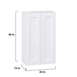 Hugo&Borg Jolie 24-in W x 40-in H x 14-in D Warm White Wall Fully Assembled Cabinet (Recessed Panel Shaker Door Style)