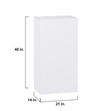 Hugo&Borg Lasalle 21-in W x 40-in H x 14-in D Bright White Slab Wall Fully Assembled Cabinet (Flat Panel Slab Door Style)