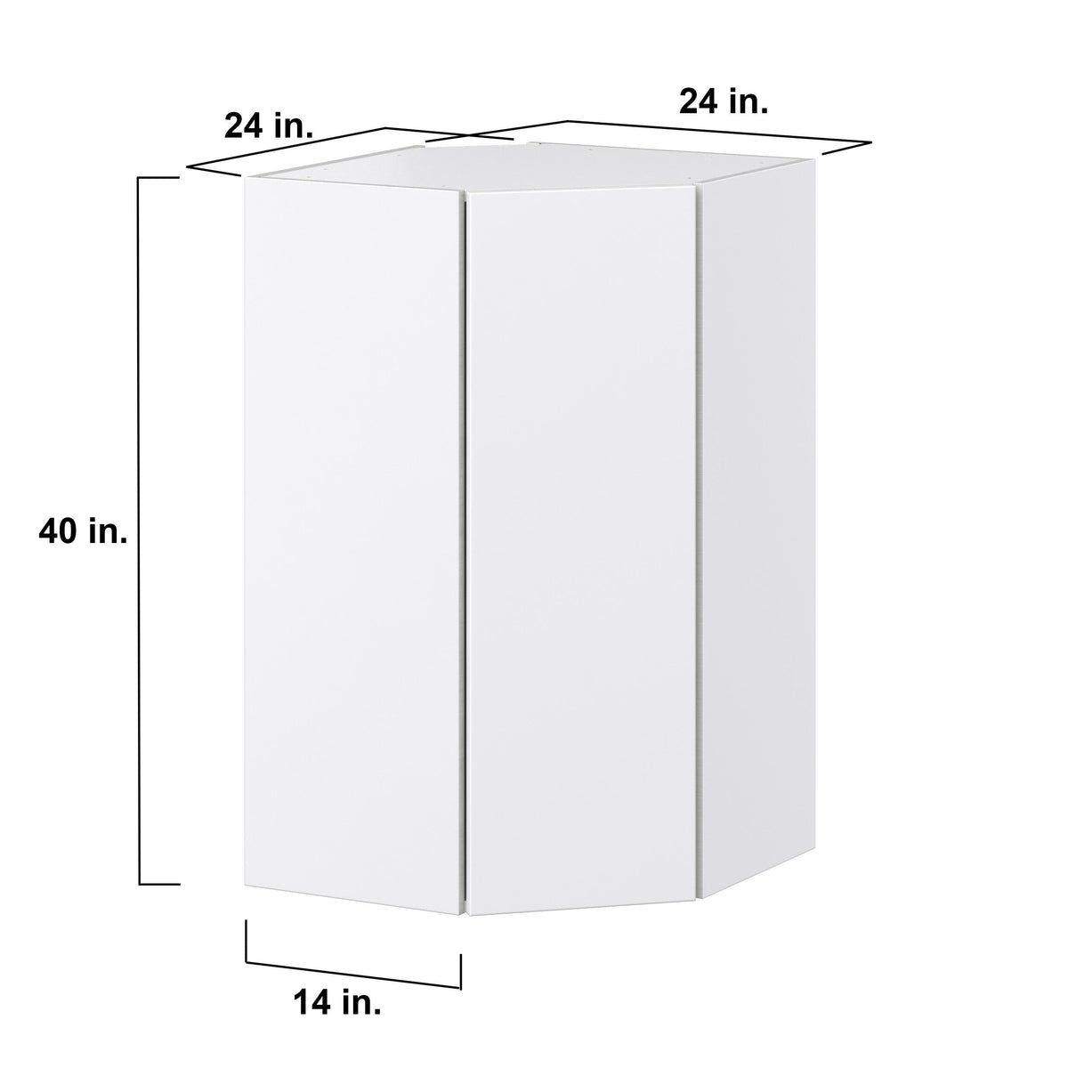 Hugo&Borg Lasalle 24-in W x 40-in H x 14-in D Bright White Slab Diagonal Corner Wall Fully Assembled Cabinet (Flat Panel Slab Style)