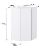 Hugo&Borg Lasalle 24-in W x 40-in H x 14-in D Bright White Slab Diagonal Corner Wall Fully Assembled Cabinet (Flat Panel Slab Style)