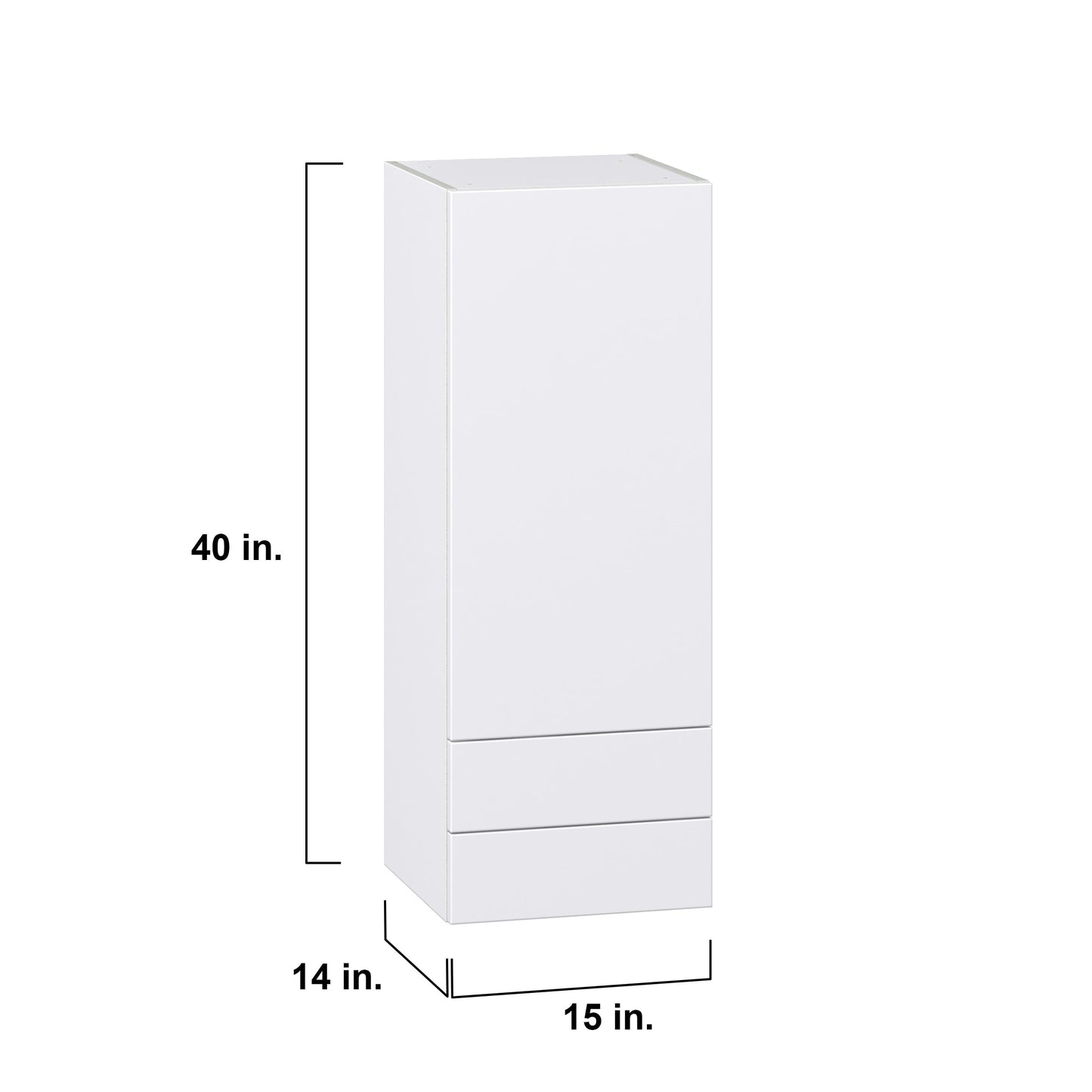 Hugo&Borg Lasalle 15-in W x 40-in H x 14-in D Bright White Slab 2-Drawers Wall Fully Assembled Cabinet (Flat Panel Slab Style)