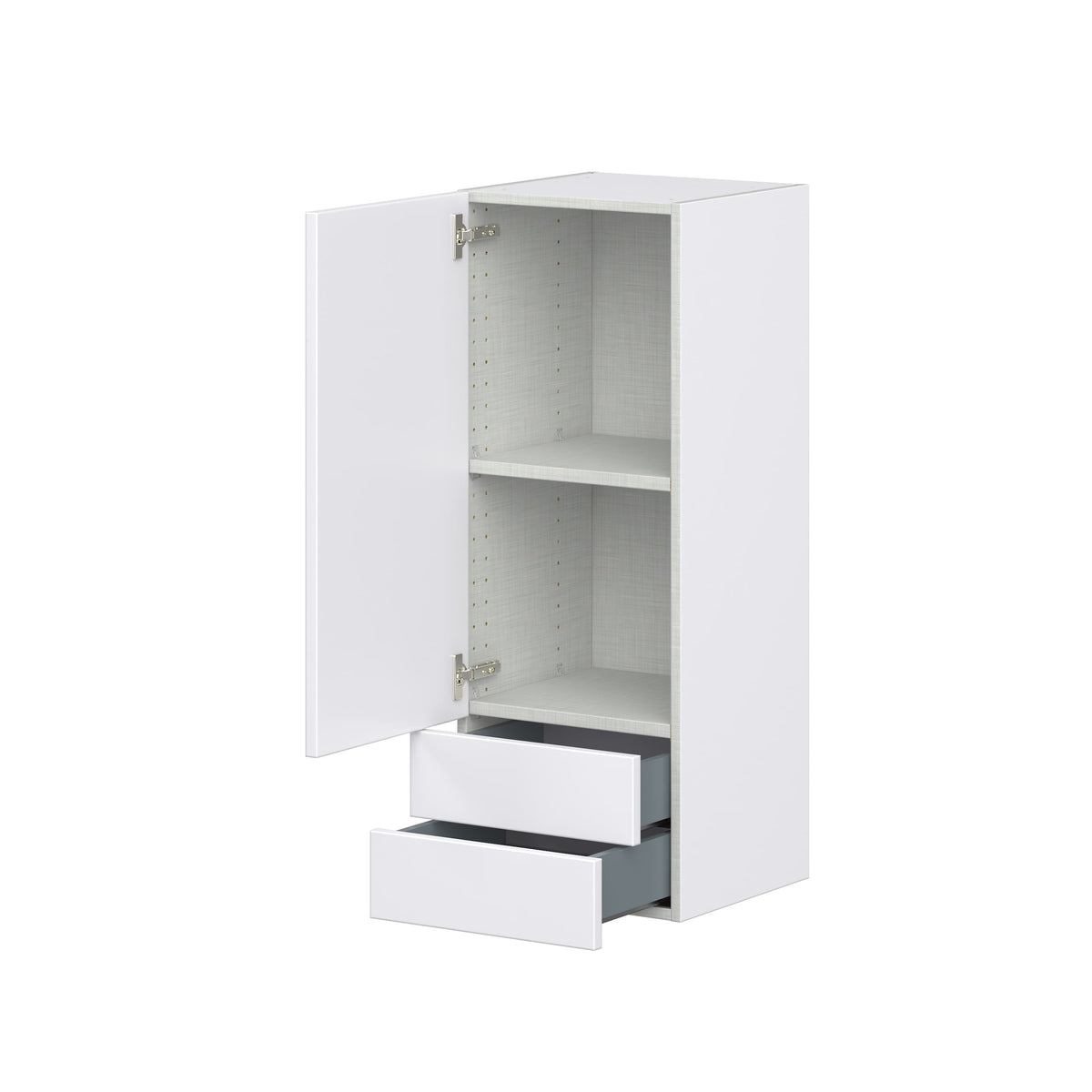 Hugo&Borg Lasalle 15-in W x 40-in H x 14-in D Bright White Slab 2-Drawers Wall Fully Assembled Cabinet (Flat Panel Slab Style)