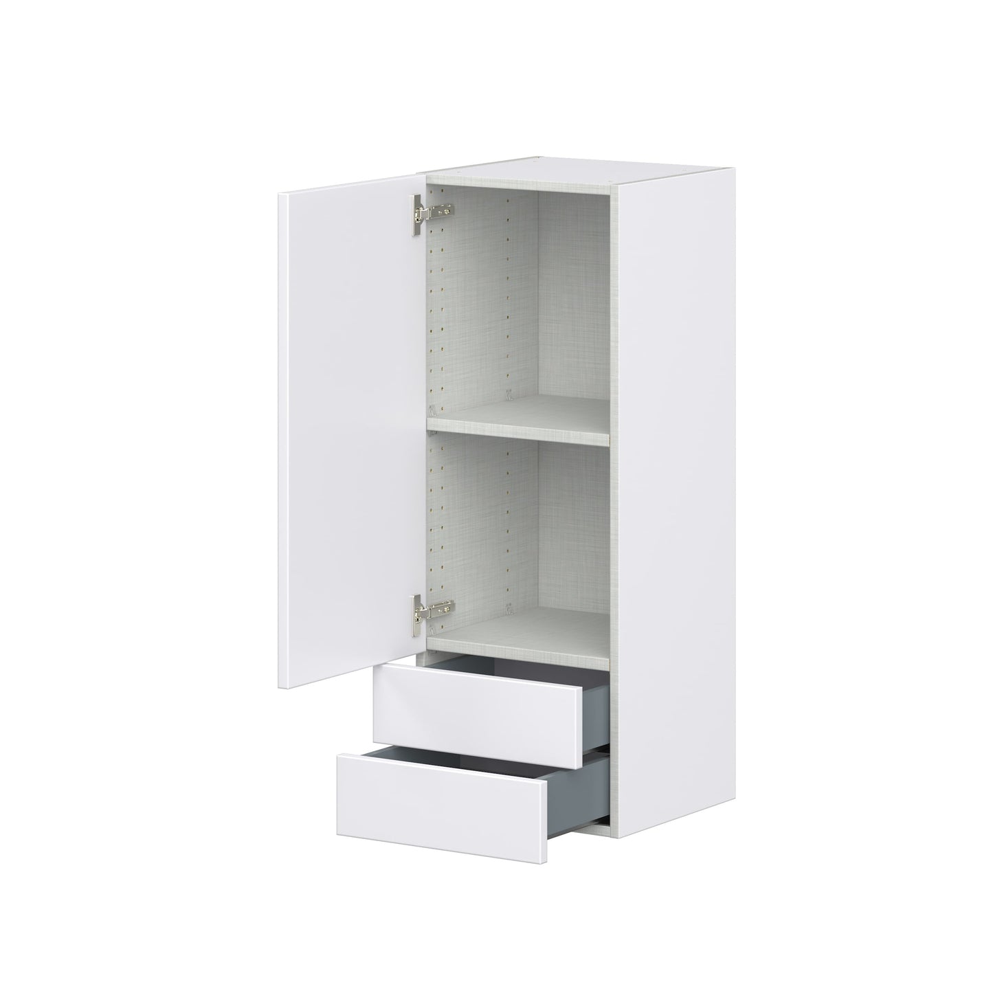 Hugo&Borg Lasalle 15-in W x 40-in H x 14-in D Bright White Slab 2-Drawers Wall Fully Assembled Cabinet (Flat Panel Slab Style)