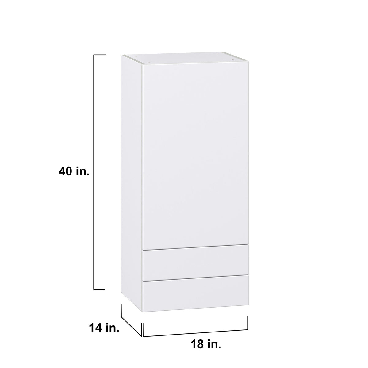 Hugo&Borg Lasalle 18-in W x 40-in H x 14-in D Bright White Slab 2-Drawers Wall Fully Assembled Cabinet (Flat Panel Slab Style)