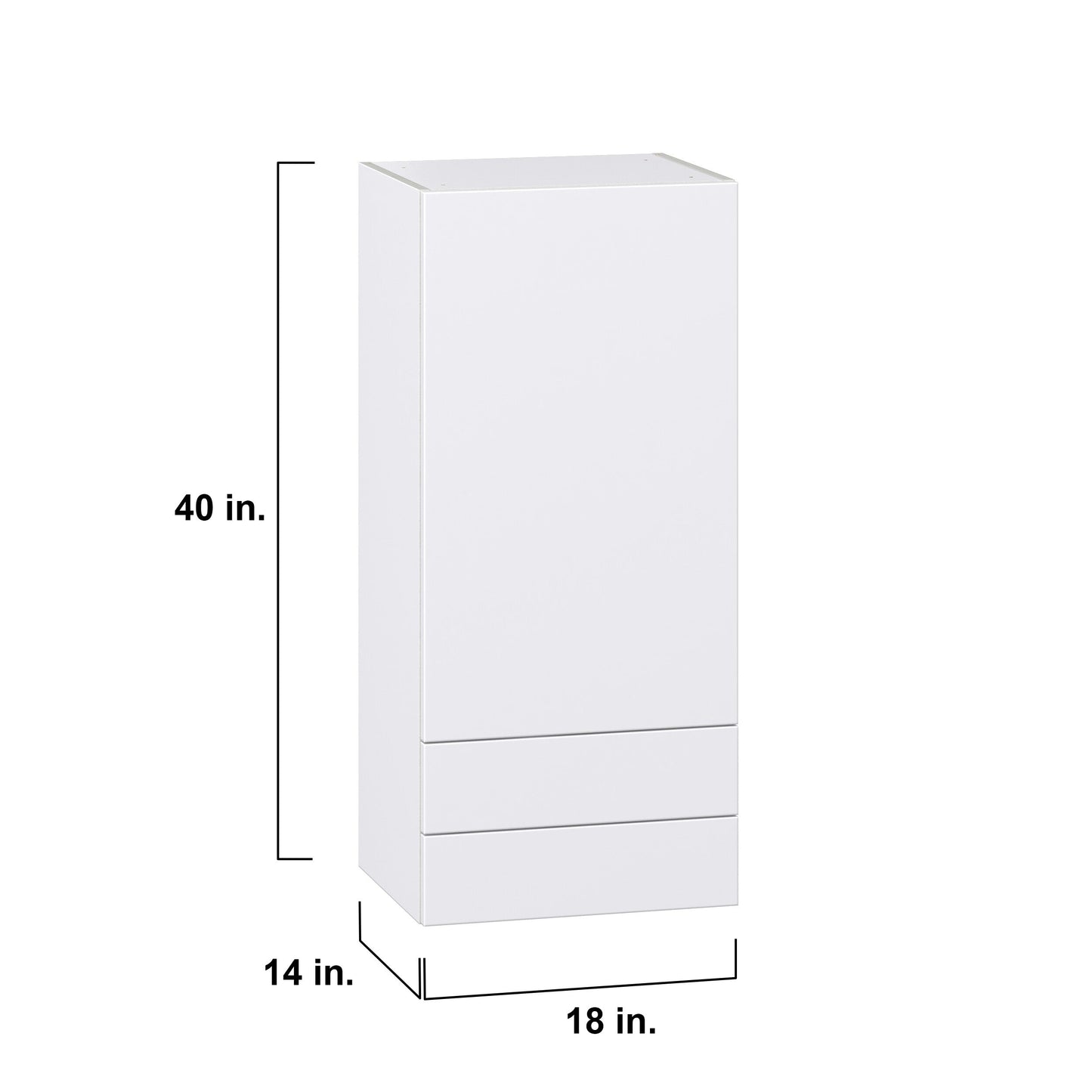 Hugo&Borg Lasalle 18-in W x 40-in H x 14-in D Bright White Slab 2-Drawers Wall Fully Assembled Cabinet (Flat Panel Slab Style)