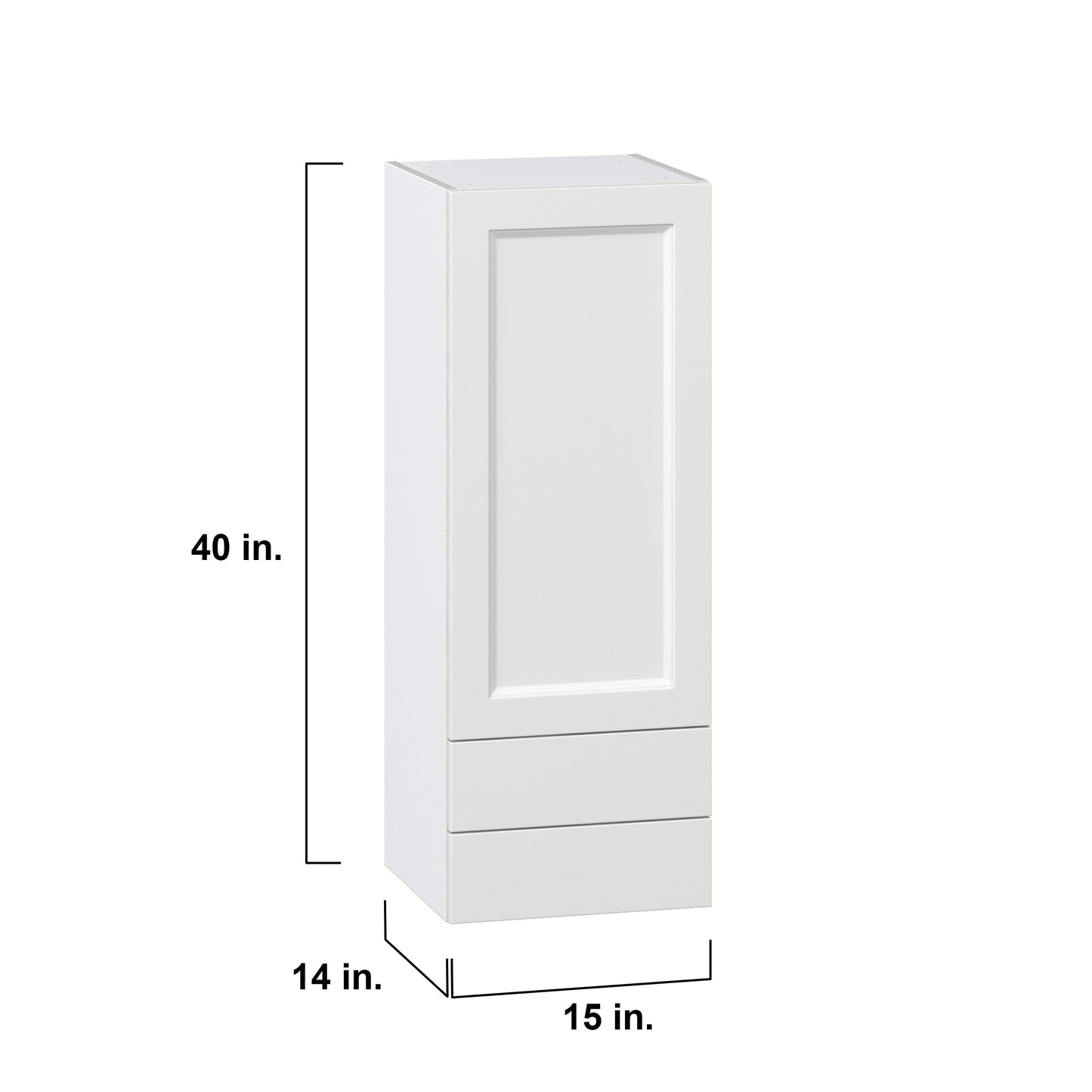 Hugo&Borg Riviera 15-in W x 40-in H x 14-in D Bright White 2-Drawers Wall Fully Assembled Cabinet (Recessed Panel Shaker Style)