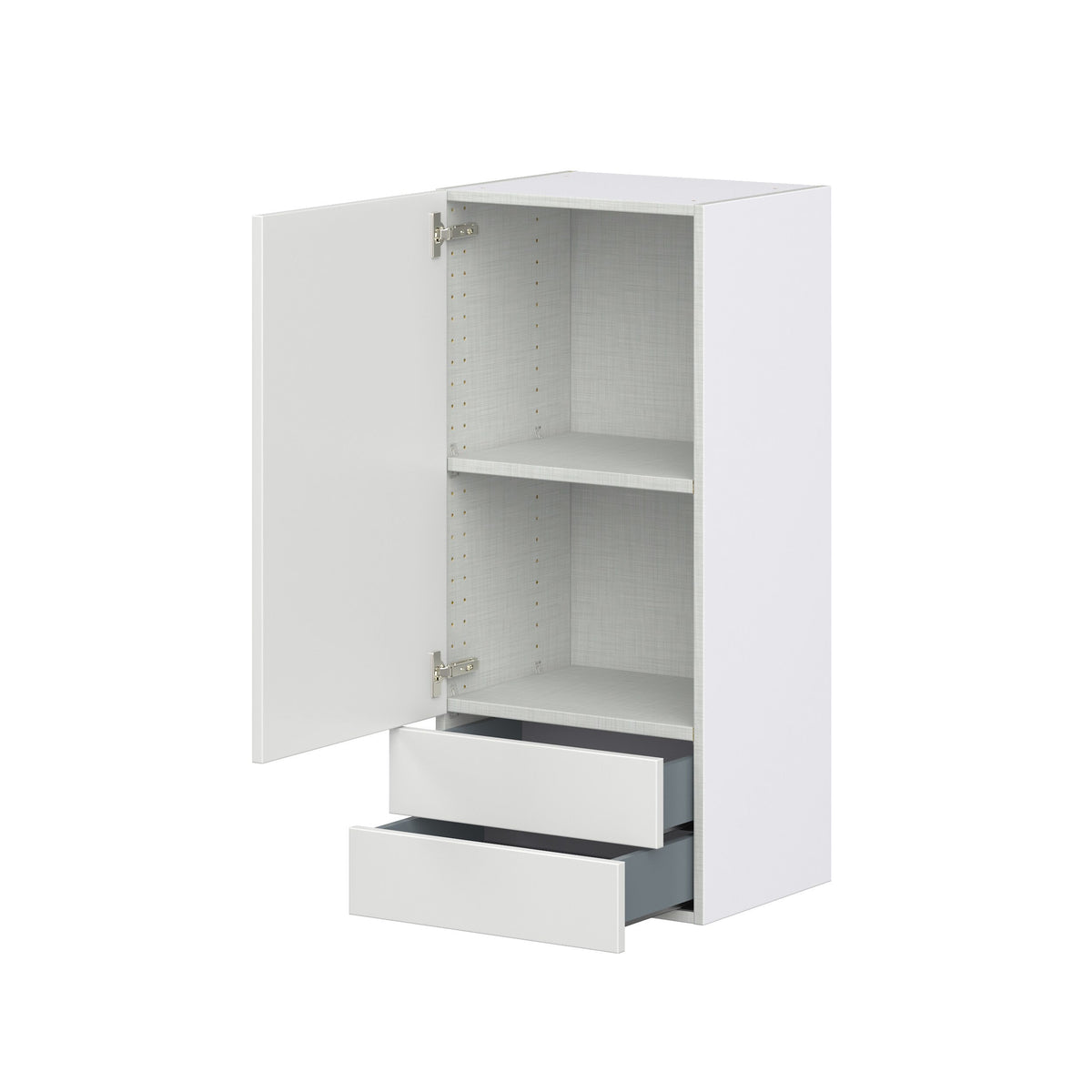 Hugo&Borg Riviera 18-in W x 40-in H x 14-in D Bright White 2-Drawers Wall Fully Assembled Cabinet (Recessed Panel Shaker Style)