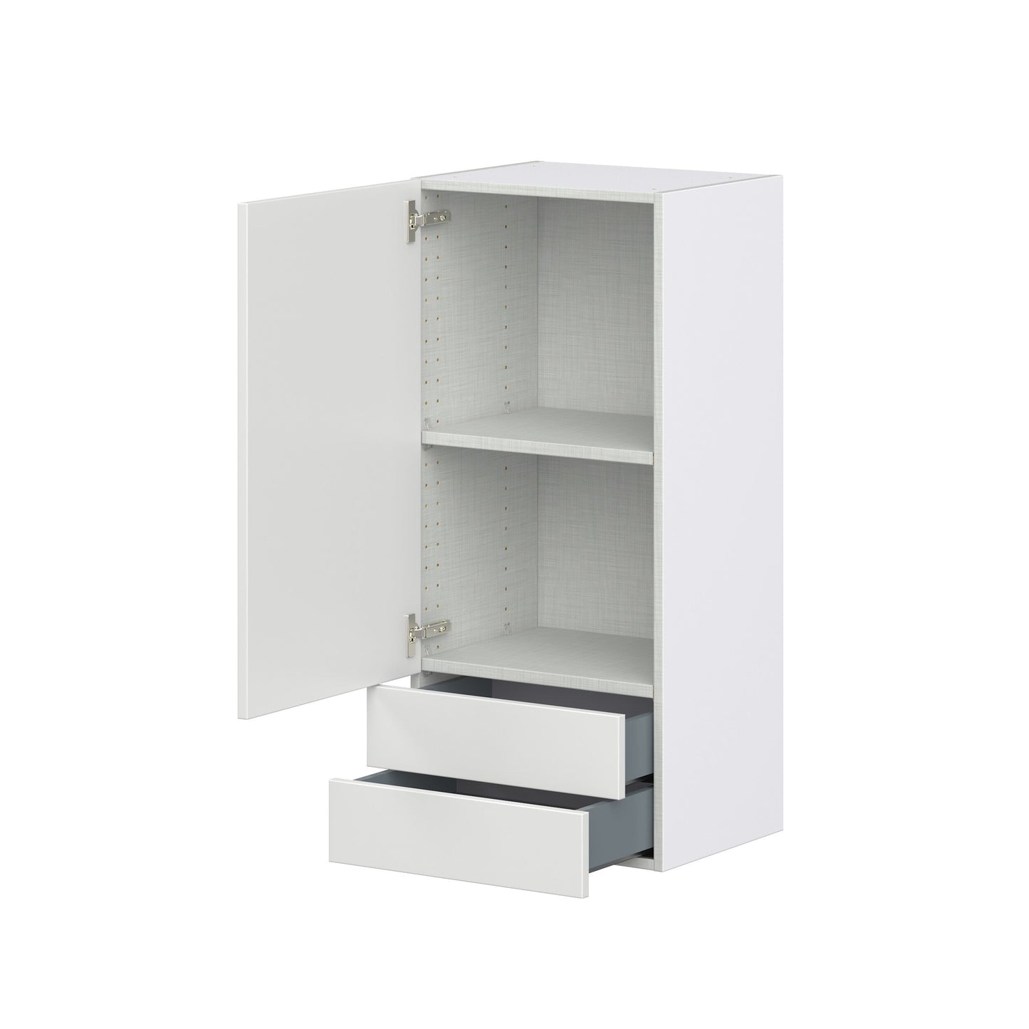 Hugo&Borg Riviera 18-in W x 40-in H x 14-in D Bright White 2-Drawers Wall Fully Assembled Cabinet (Recessed Panel Shaker Style)
