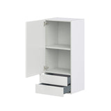 Hugo&Borg Riviera 18-in W x 40-in H x 14-in D Bright White 2-Drawers Wall Fully Assembled Cabinet (Recessed Panel Shaker Style)