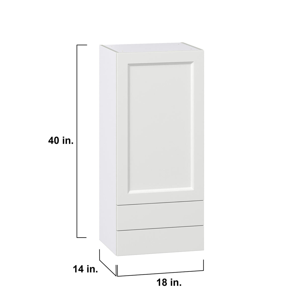 Hugo&Borg Riviera 18-in W x 40-in H x 14-in D Bright White 2-Drawers Wall Fully Assembled Cabinet (Recessed Panel Shaker Style)