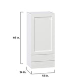 Hugo&Borg Riviera 18-in W x 40-in H x 14-in D Bright White 2-Drawers Wall Fully Assembled Cabinet (Recessed Panel Shaker Style)