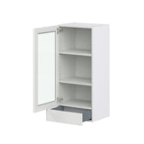 Hugo&Borg Riviera 18-in W x 40-in H x 14-in D Bright White 1-Drawer Wall Fully Assembled Cabinet (Recessed Panel Shaker Style)