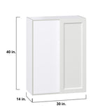 Hugo&Borg Riviera 30-in W x 40-in H x 14-in D Bright White Wall Fully Assembled Cabinet (Recessed Panel Shaker Door Style)