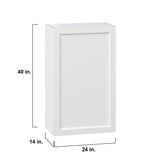 Hugo&Borg Riviera 24-in W x 40-in H x 14-in D Bright White Wall Fully Assembled Cabinet (Recessed Panel Shaker Door Style)