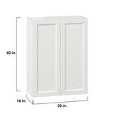 Hugo&Borg Riviera 30-in W x 40-in H x 14-in D Bright White Wall Fully Assembled Cabinet (Recessed Panel Shaker Door Style)