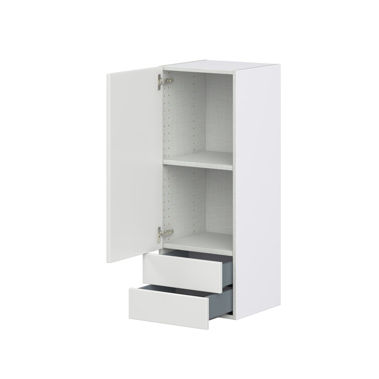 Hugo&Borg Riviera 15-in W x 40-in H x 14-in D Bright White 2-Drawers Wall Fully Assembled Cabinet (Recessed Panel Shaker Style)