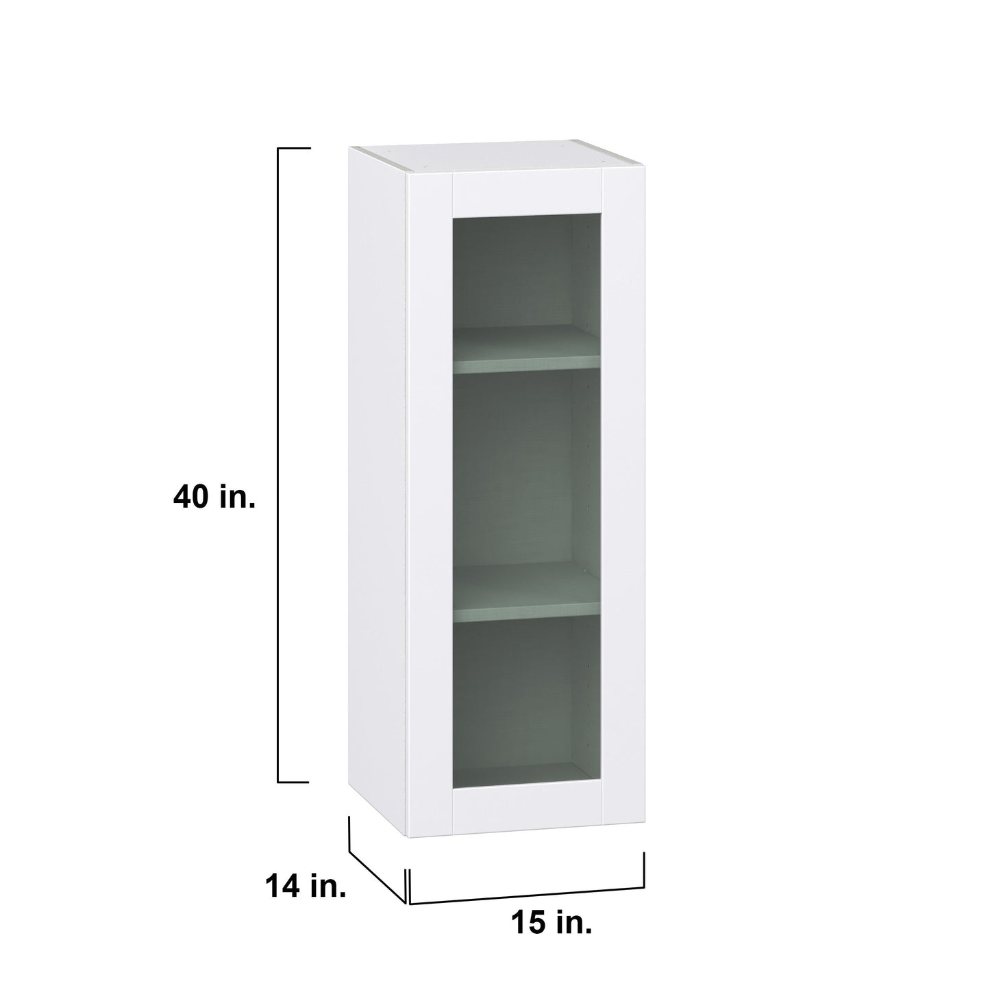 Hugo&Borg Rosemont 15-in W x 40-in H x 14-in D Glacier White Wall Fully Assembled Cabinet (Recessed Panel Glass Door Style)