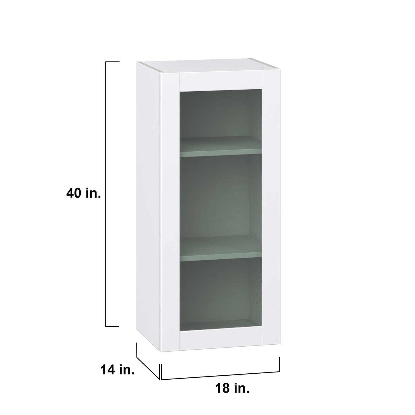 Hugo&Borg Rosemont 18-in W x 40-in H x 14-in D Glacier White Wall Fully Assembled Cabinet (Recessed Panel Glass Door Style)