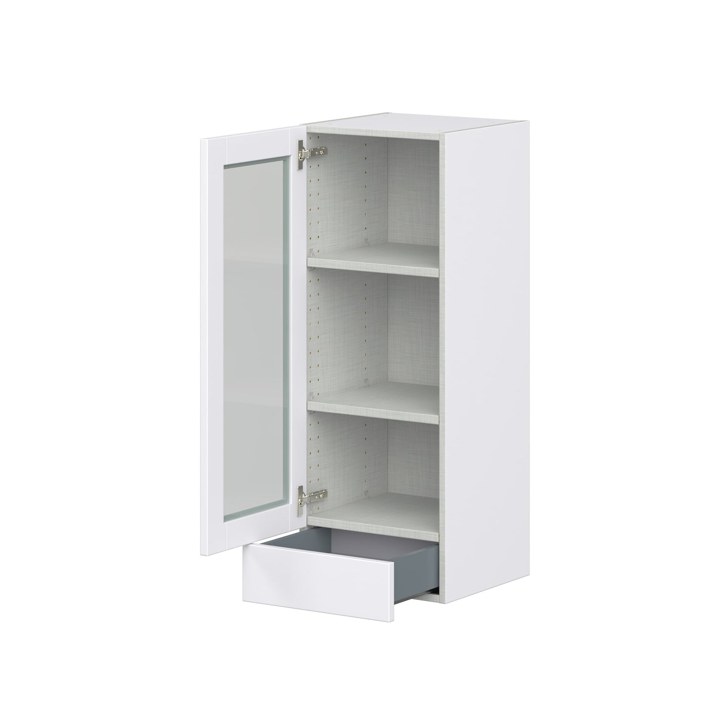 Hugo&Borg Rosemont 15-in W x 40-in H x 14-in D Glacier White Wall Fully Assembled Cabinet (Recessed Panel Glass Door Style)