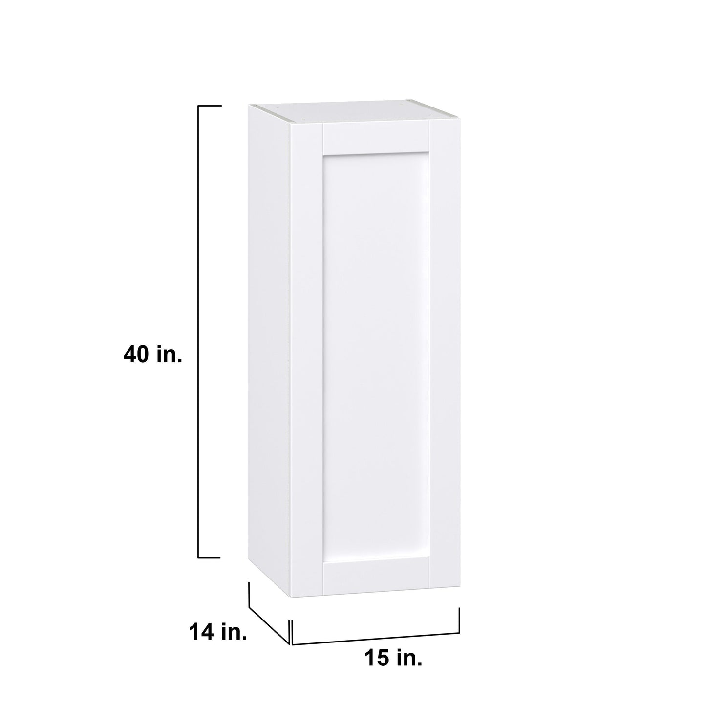 Hugo&Borg Rosemont 15-in W x 40-in H x 14-in D Glacier White Wall Fully Assembled Cabinet (Recessed Panel Shaker Door Style)